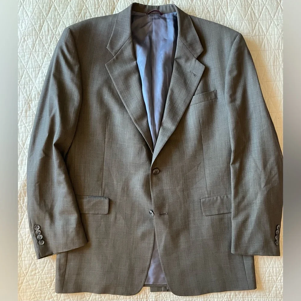 HART‎ SCHAFFNER & MARX Made in USA Subtle Glen Check Wool Suit Size 44 L